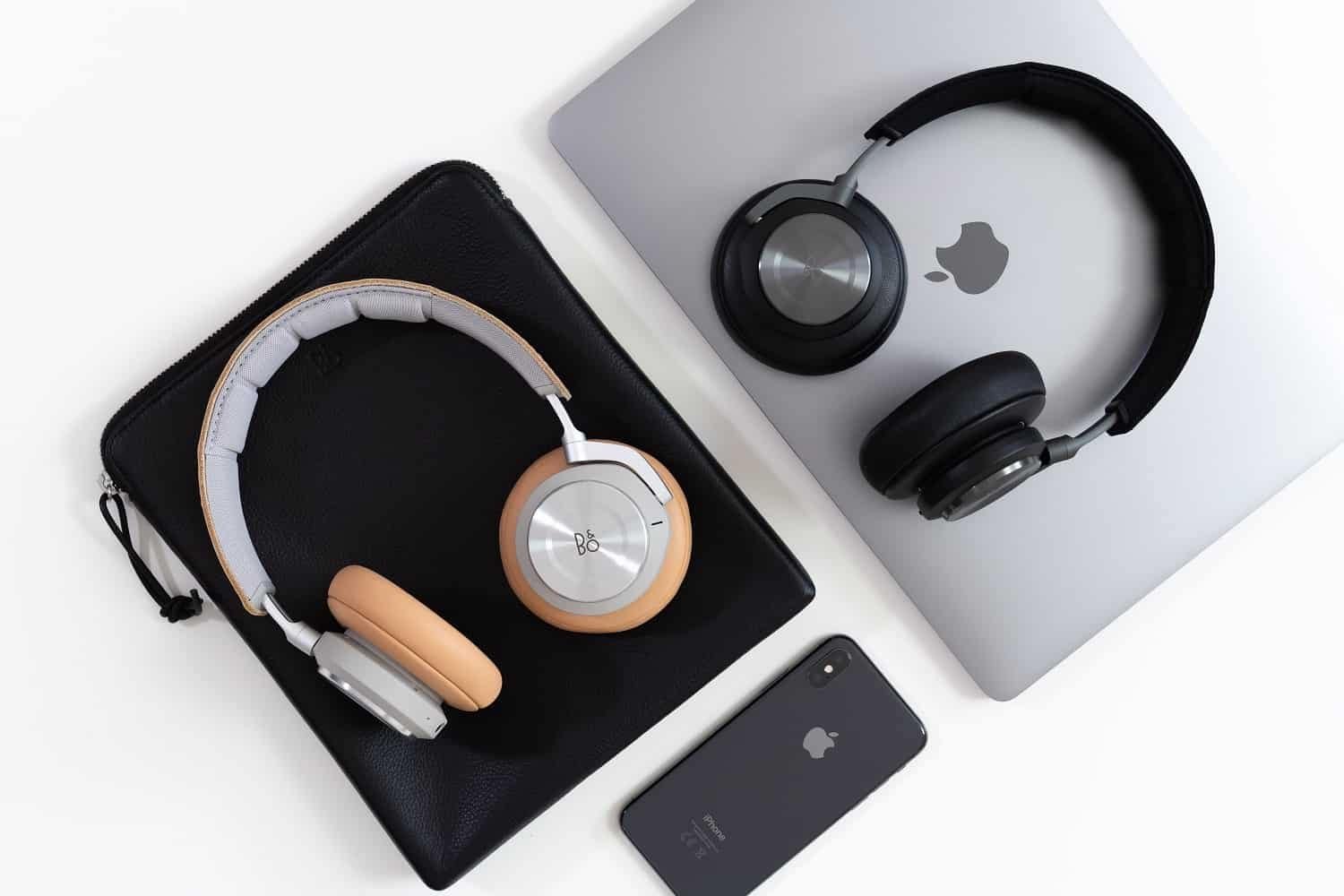 headphones and laptop